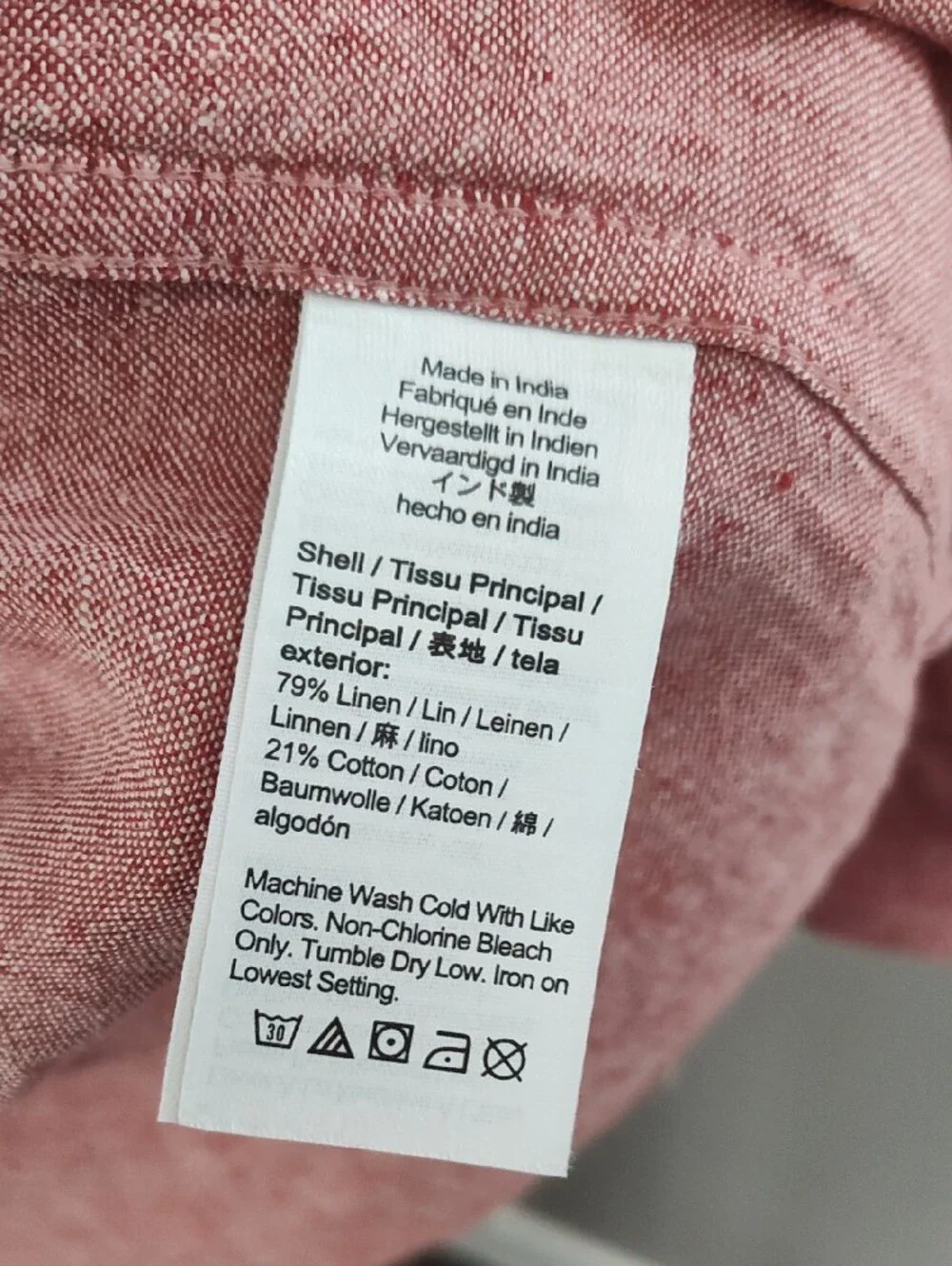 J. Crew Unisex Soft Heathered Red Linen Button-Down Shirt